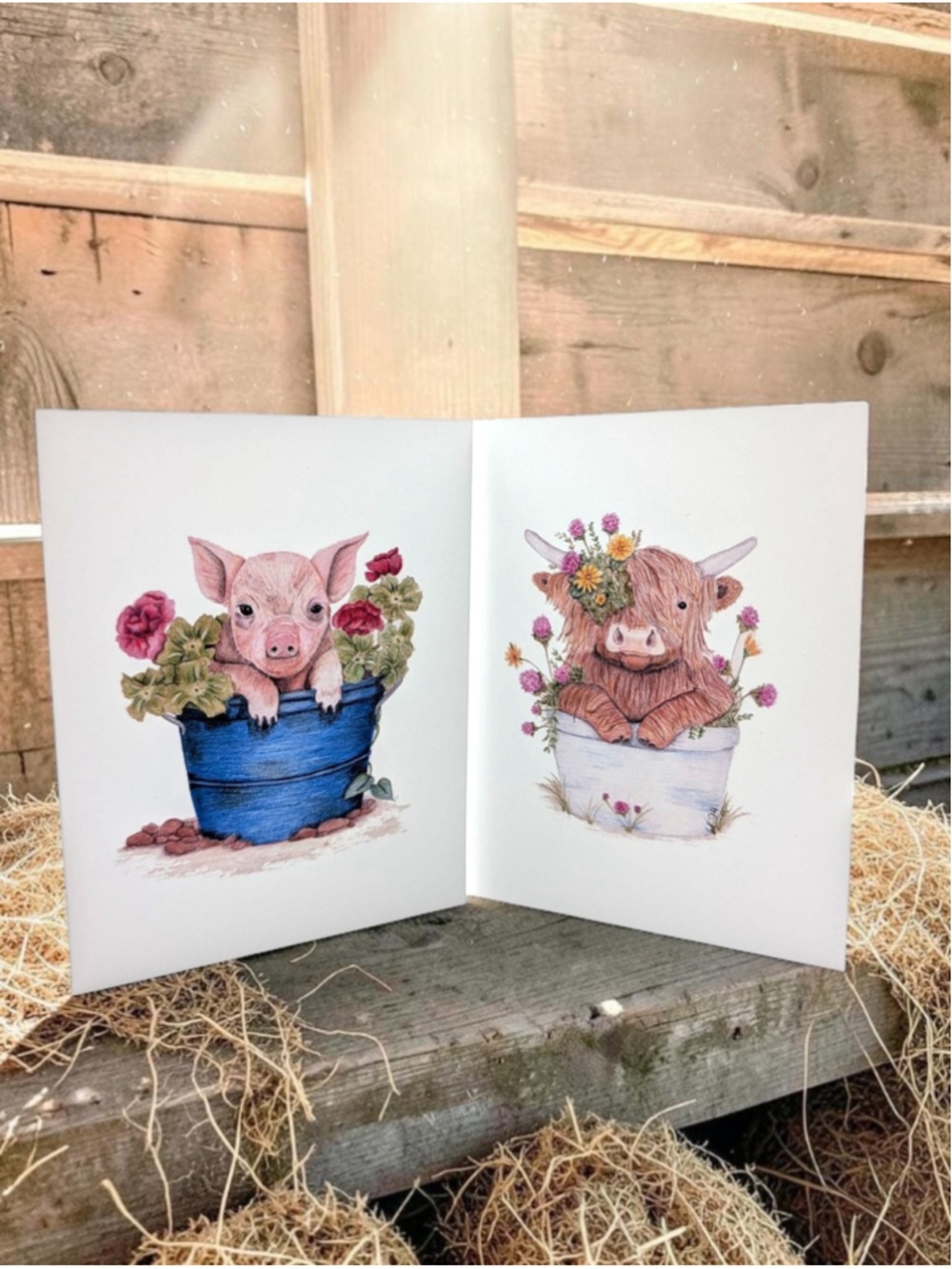 Piglet Highland Cow Notecard Set 4.25 x 5.5